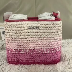Michael Kors Pink Gradient Woven Shoulder Bag